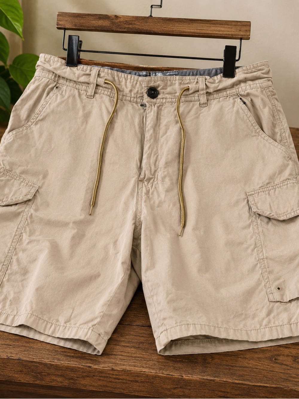 Billabong Beige Cargo Drawstring Shorts